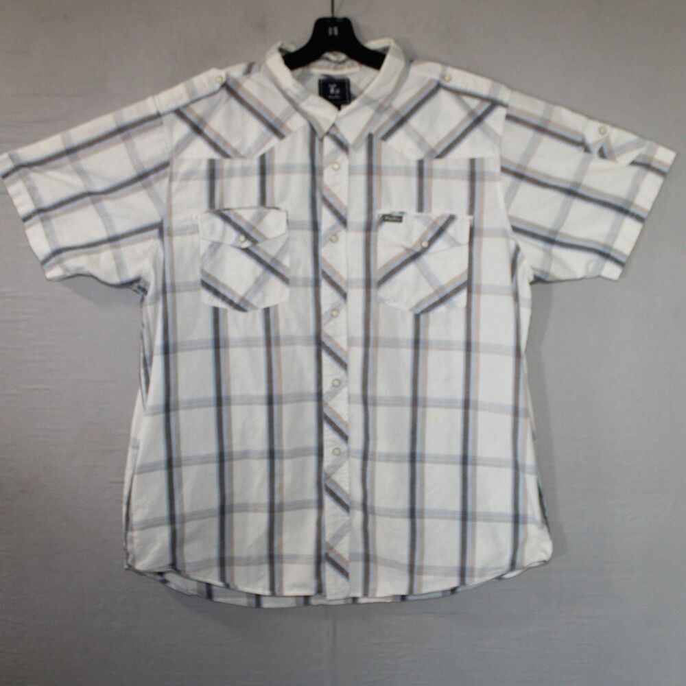 Lrg Wovens Shirt Mens 3XLPlaid Western Pearl Snap Cowboy Short Sleeve